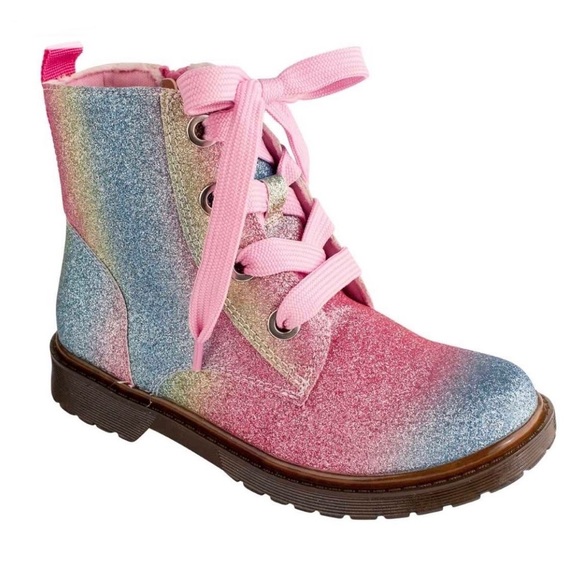 Natural Steps “Elsie” Pastel Glitter Rainbow Combat Boots - Picture 10 of 11